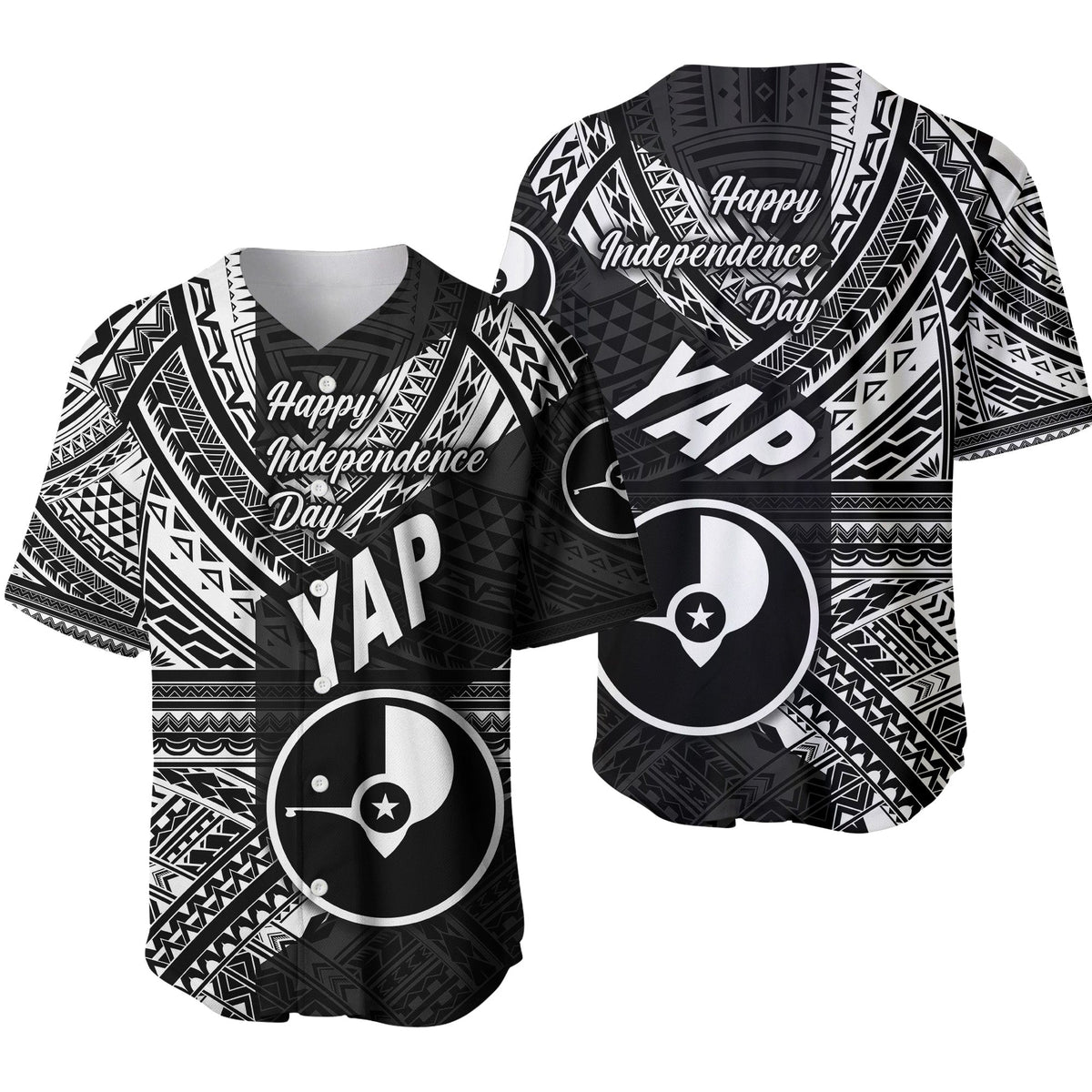 FSM Yap Baseball Jersey Happy Independence Day Original Vibes - Black LT8 - Wonder Print Shop