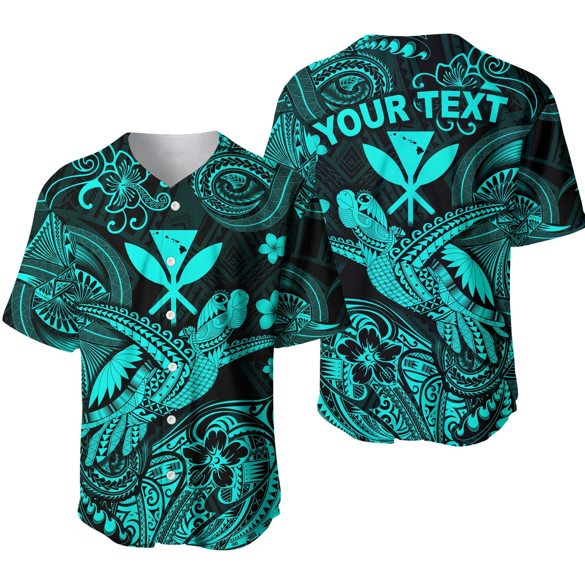 (Custom Personalised) Hawaii Turtle Map Polynesian Baseball Jersey Kanaka Maoli Unique Style - Turquoise LT8 - Wonder Print Shop