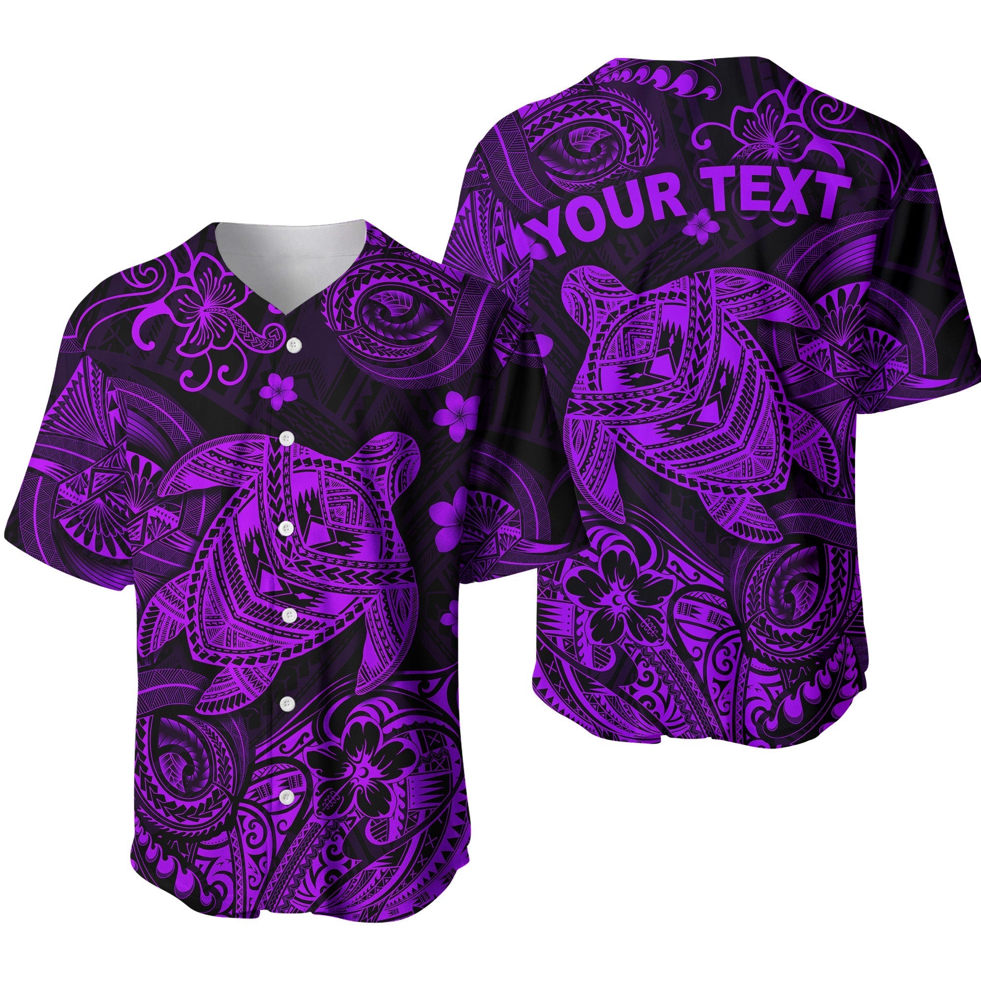 custom-personalised-hawaii-turtle-polynesian-baseball-jersey-plumeria-flower-unique-style-purple