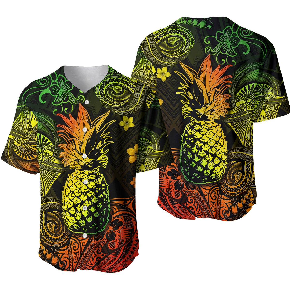 Hawaii Pineapple Polynesian Baseball Jersey Unique Style - Reggae LT8 - Wonder Print Shop