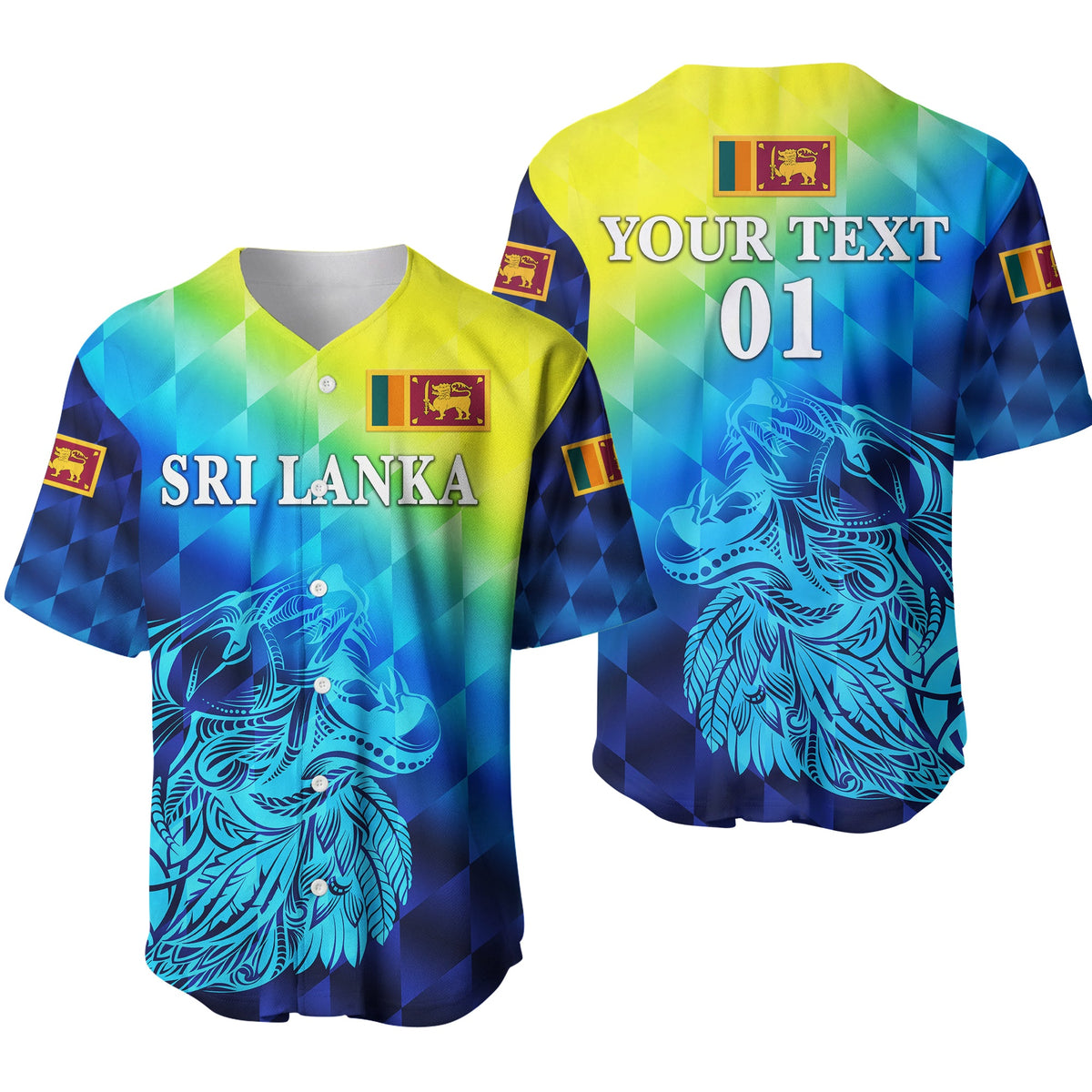 (Custom Personalised) Sri Lanka Baseball Jersey Lion Vibes LT8 - Wonder Print Shop