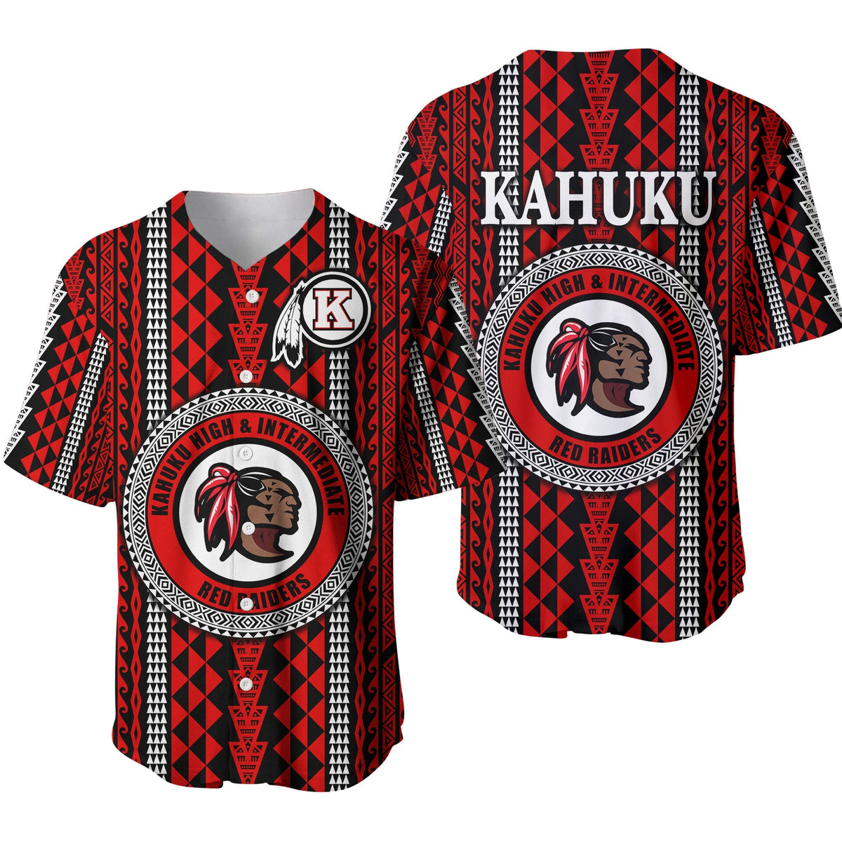 Hawaii Kahuku School Baseball Jersey Red Raiders Simple Style LT8 - Wonder Print Shop