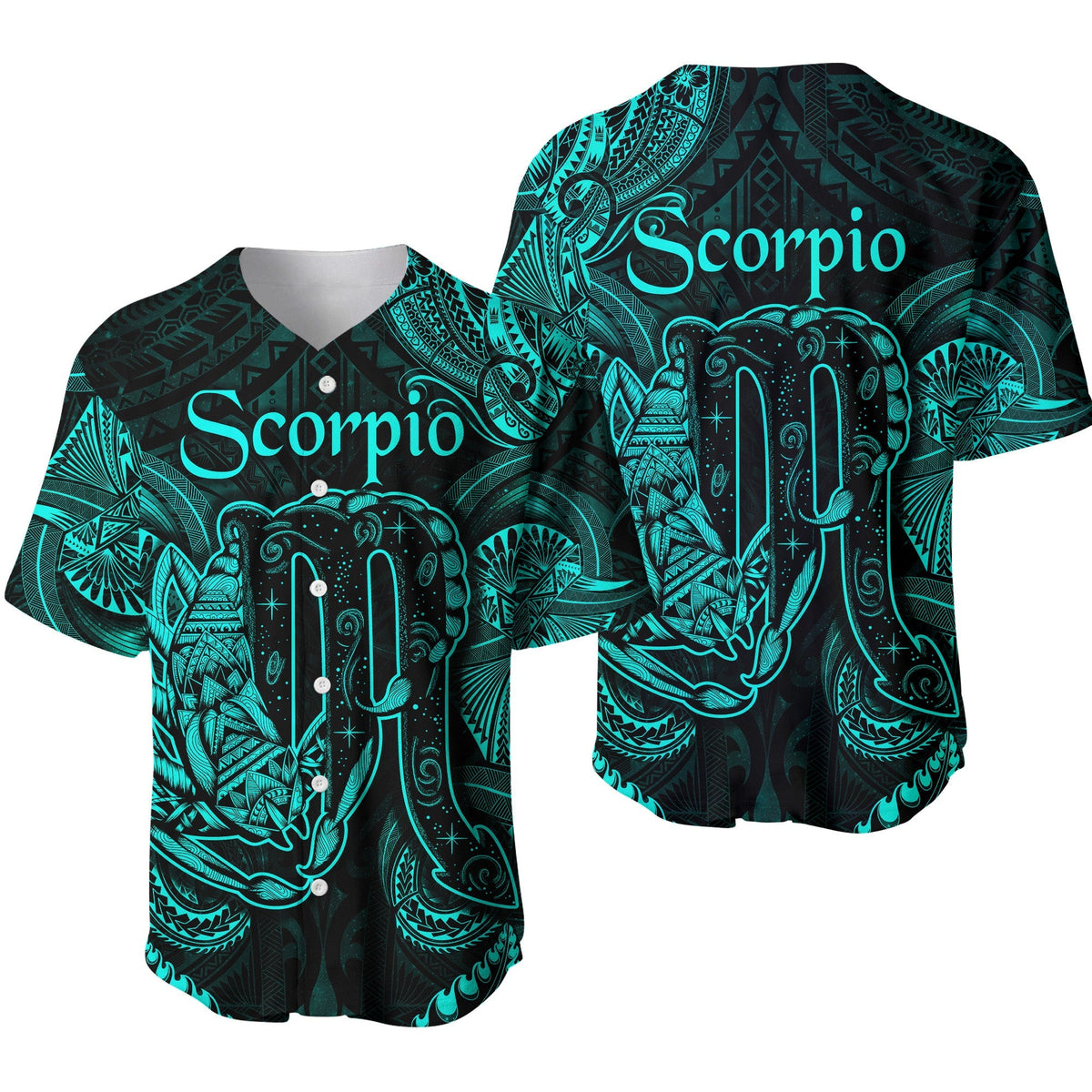 Scorpio Zodiac Polynesian Baseball Jersey Unique Style Turquoise LT8 - Wonder Print Shop