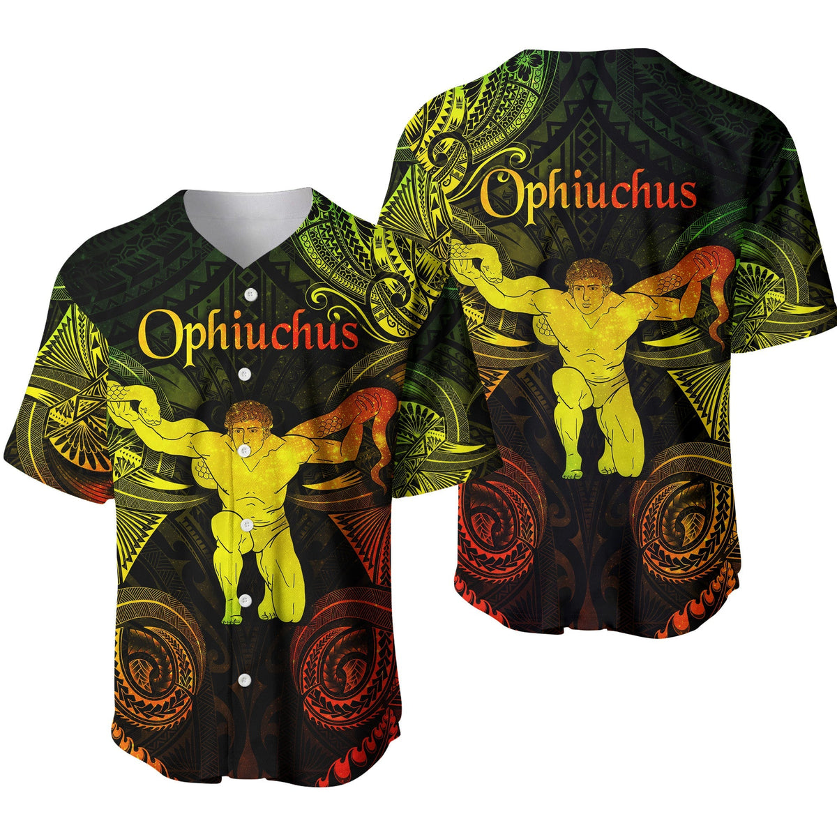Ophiuchus Zodiac Polynesian Baseball Jersey Unique Style Reggae LT8 - Wonder Print Shop