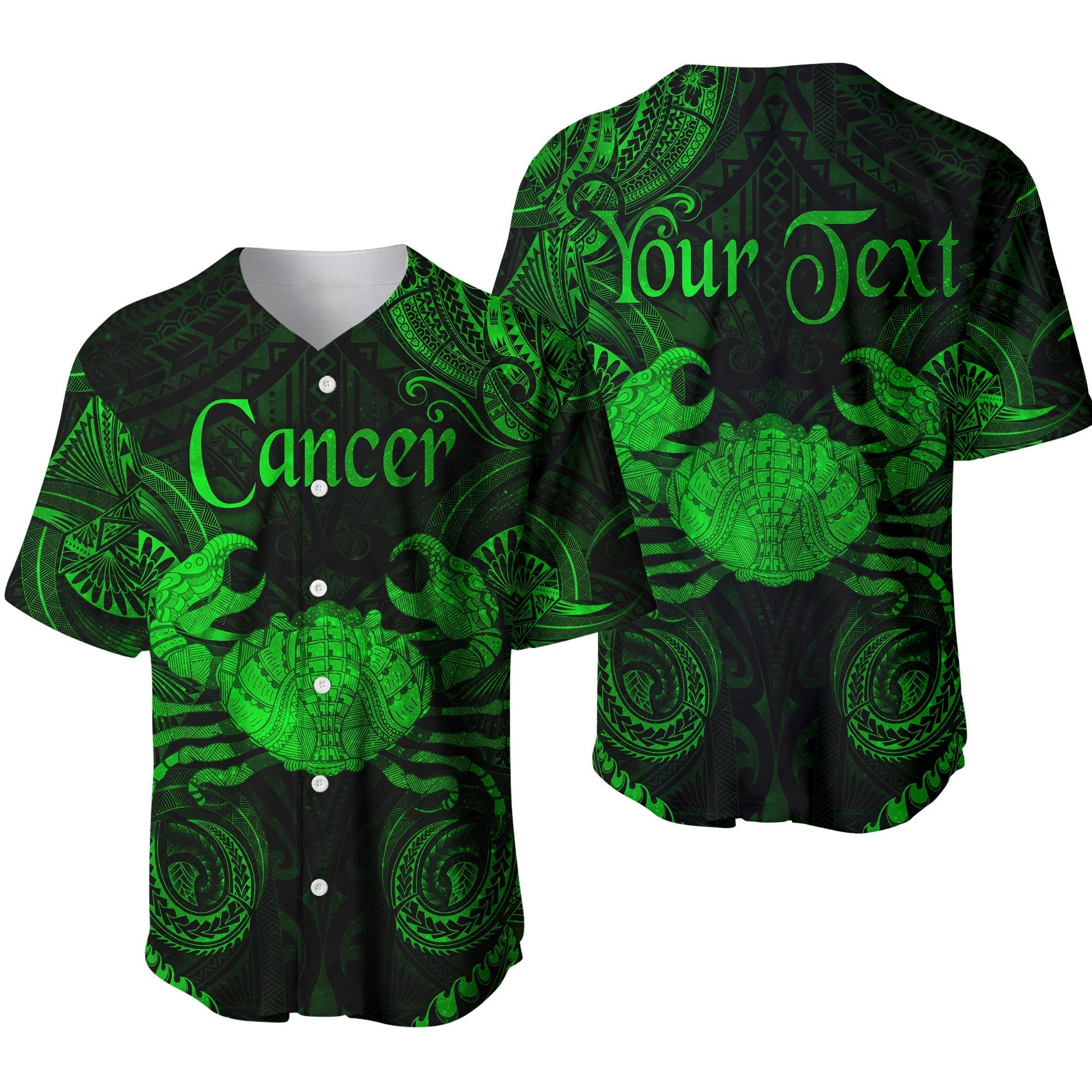 custom-personalised-cancer-zodiac-polynesian-baseball-jersey-unique-style-green
