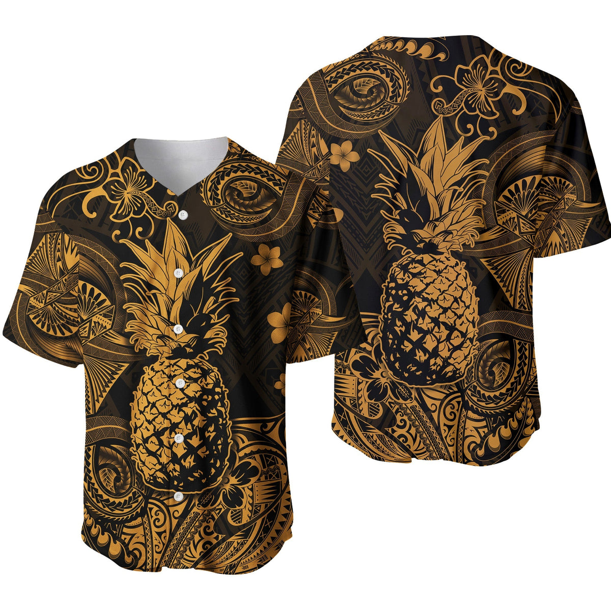 Hawaii Pineapple Polynesian Baseball Jersey Unique Style - Gold LT8 - Wonder Print Shop