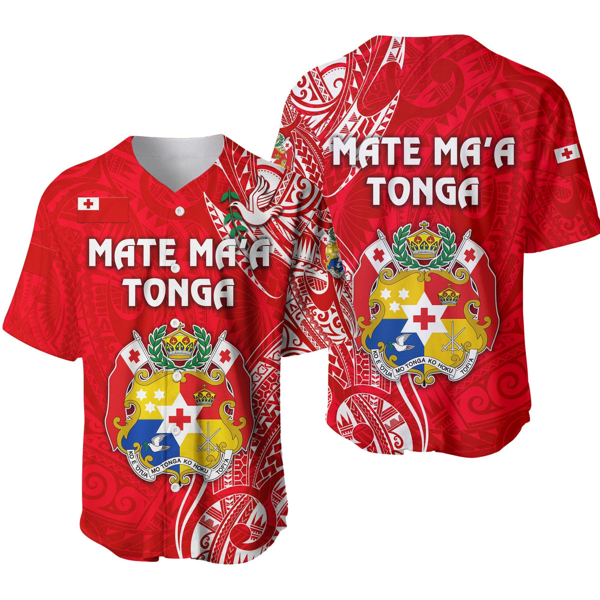 Tonga Coat Of Arms Baseball Jersey Simple Vibes Bright Red LT8 - Wonder Print Shop