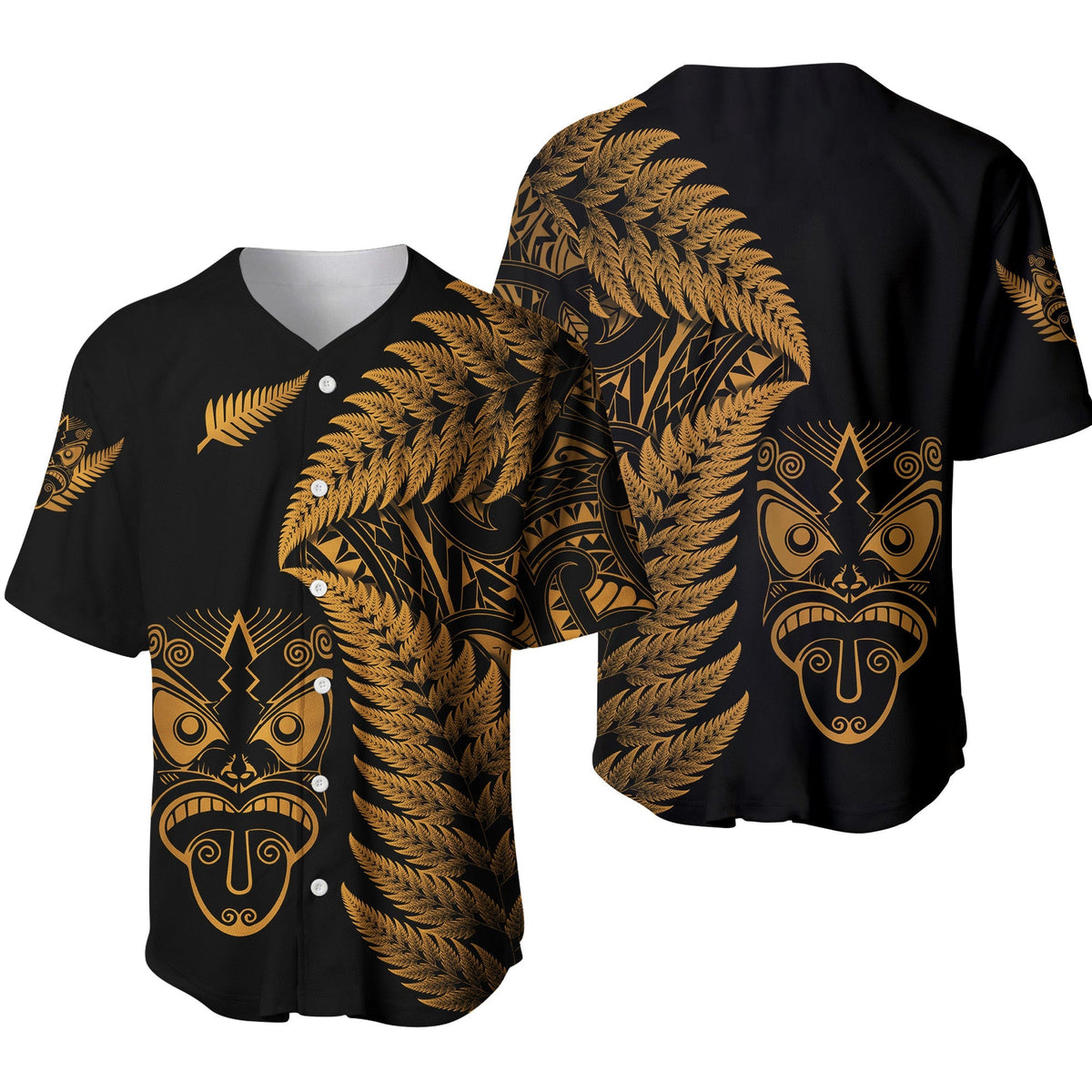 New Zealand Haka Rugby Maori Baseball Jersey Silver Fern Vibes Gold LT8 - Wonder Print Shop