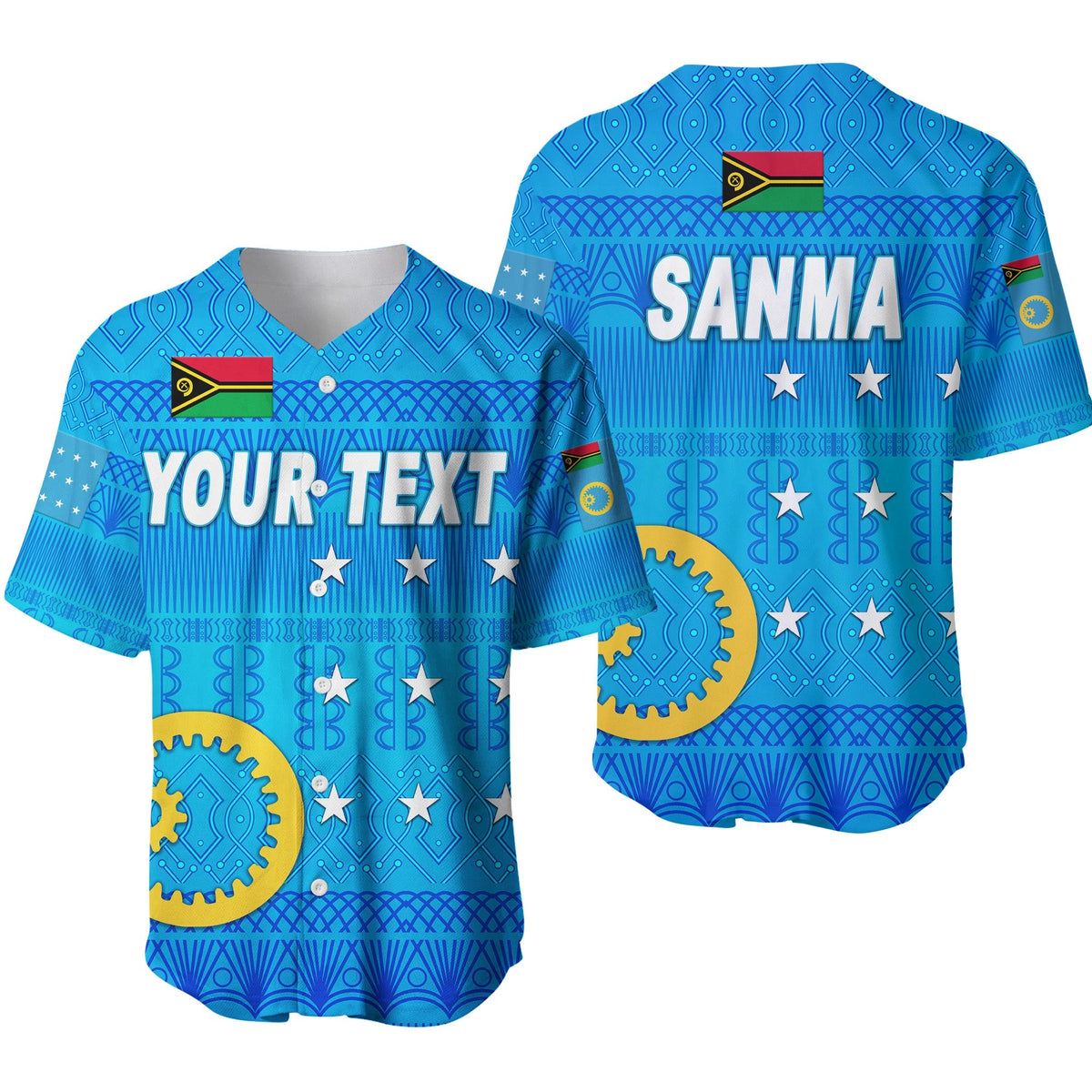 (Custom Personalised) Sanma Province Baseball Jersey Vanuatu Pattern Traditional Style LT8 - Wonder Print Shop