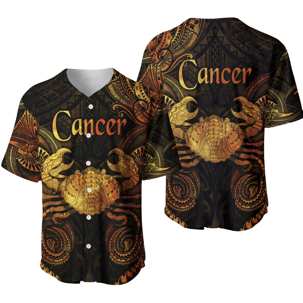 Cancer Zodiac Polynesian Baseball Jersey Unique Style - Gold LT8 - Wonder Print Shop