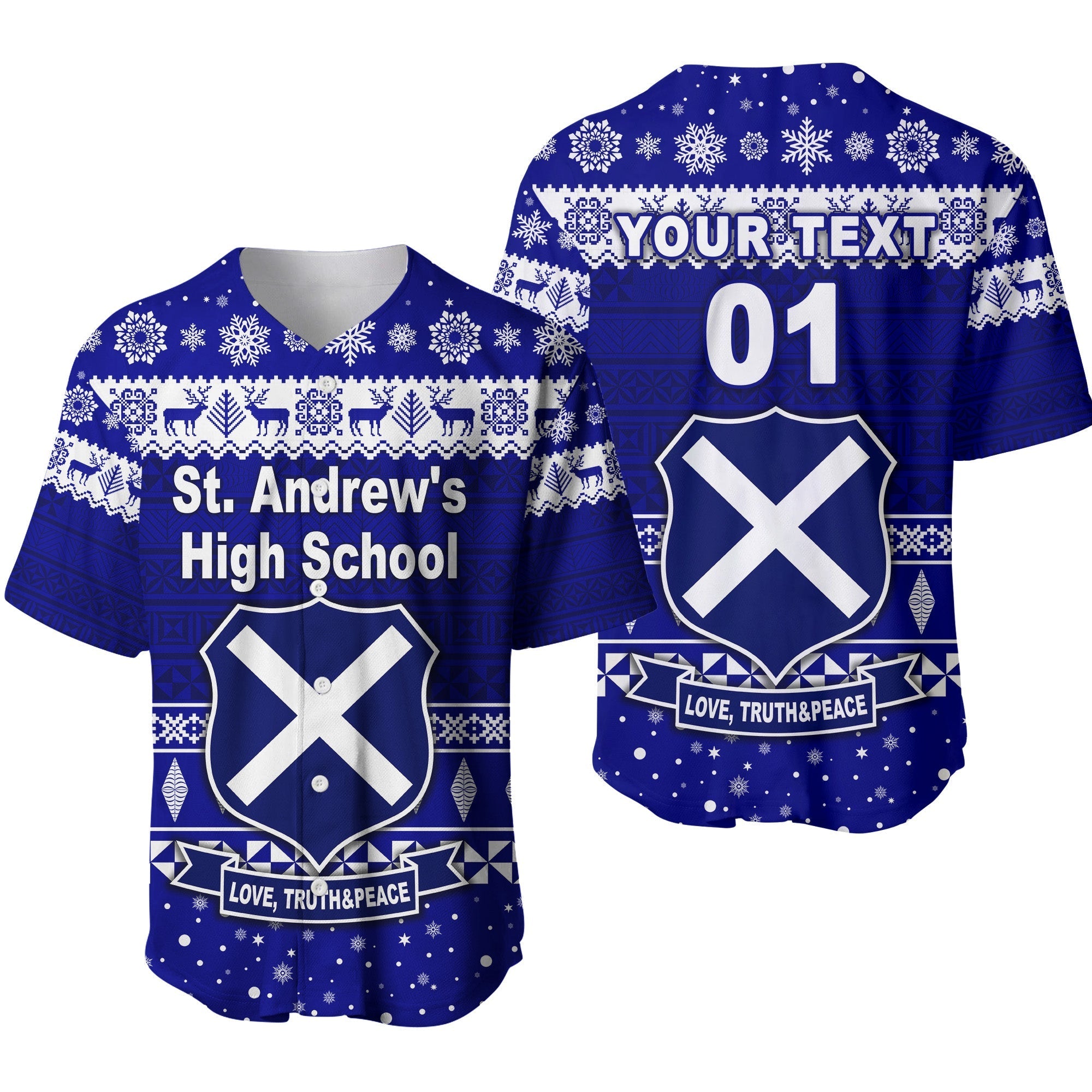 (Custom Personalised) St. Andrew's High School Christmas Baseball Jersey Simple Style LT8 - Wonder Print Shop