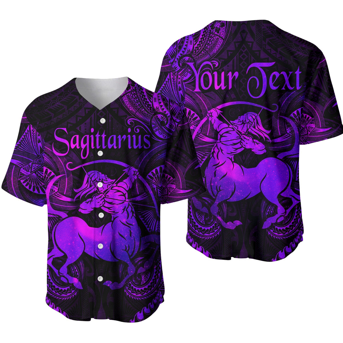 (Custom Personalised) Sagittarius Zodiac Polynesian Baseball Jersey Unique Style - Purple LT8 - Wonder Print Shop