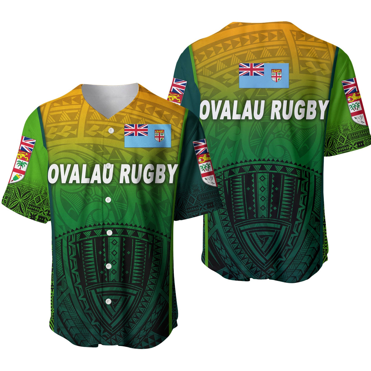 Fiji Ovalau Rugby Baseball Jersey Light Green Style LT8 - Wonder Print Shop