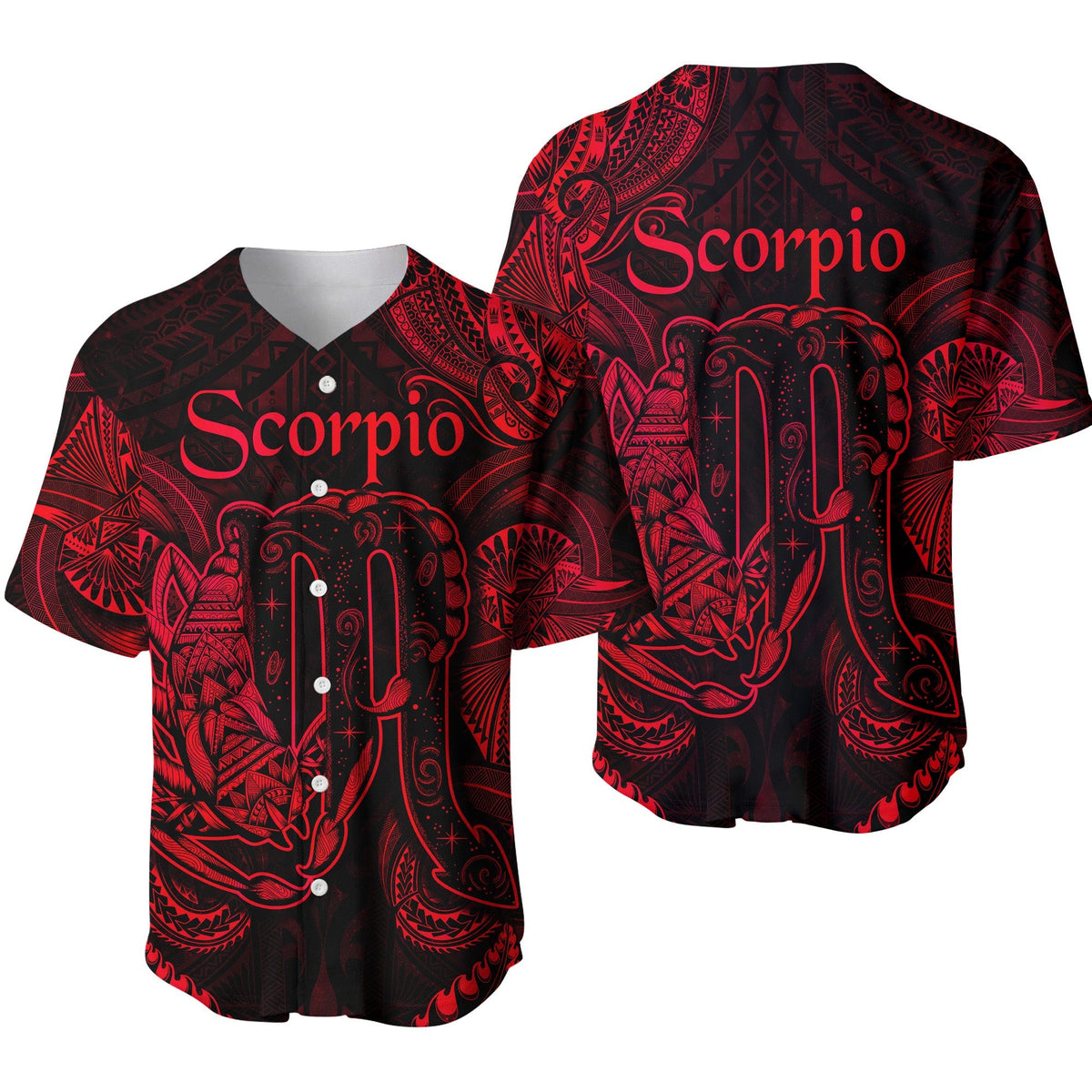 Scorpio Zodiac Polynesian Baseball Jersey Unique Style Red LT8 - Wonder Print Shop