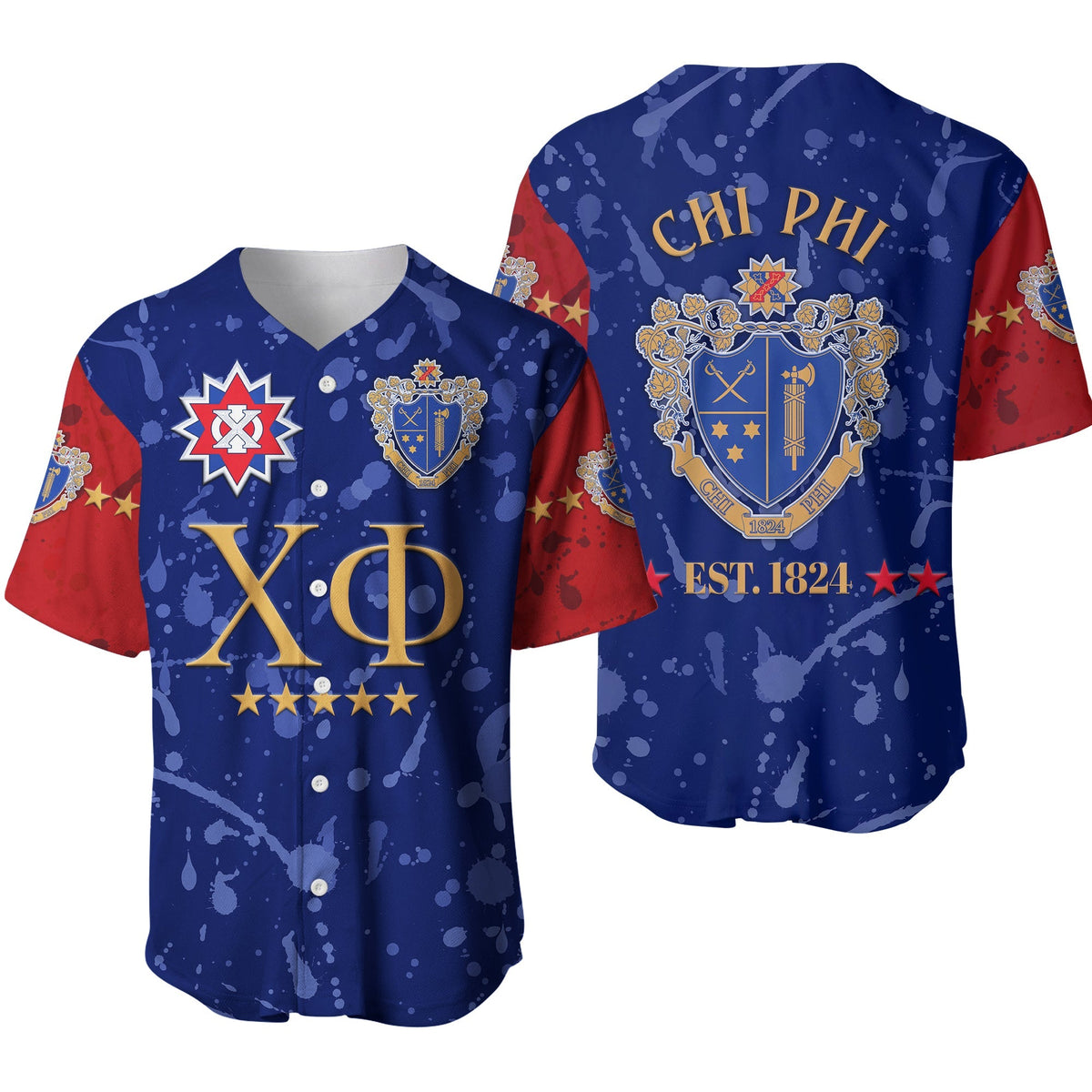 Chi Phi Baseball Jersey Original Style Blue Scarlet LT8 - Wonder Print Shop
