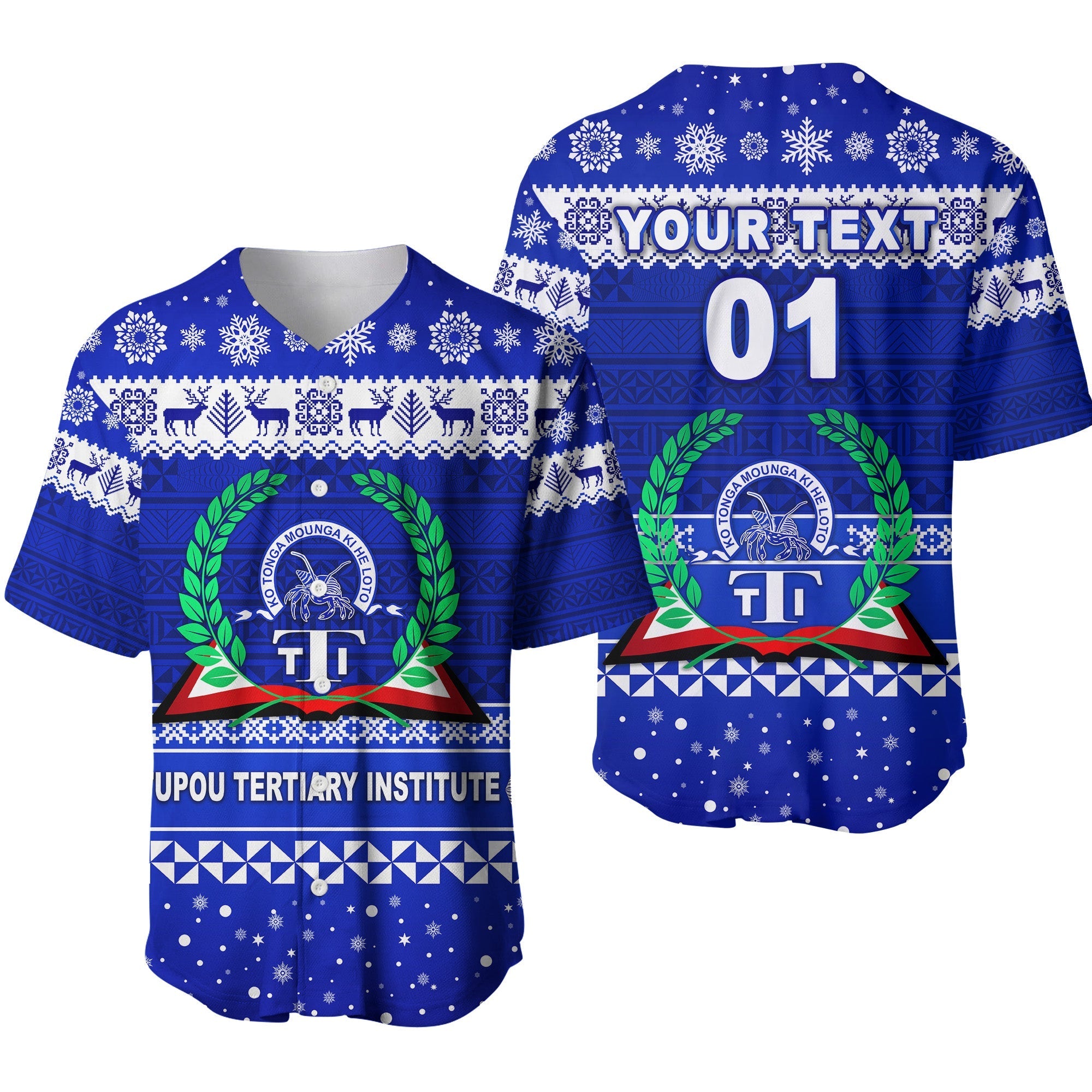 (Custom Personalised) Tupou Tertiary Institute Christmas Tonga Baseball Jersey Simple Style LT8 - Wonder Print Shop