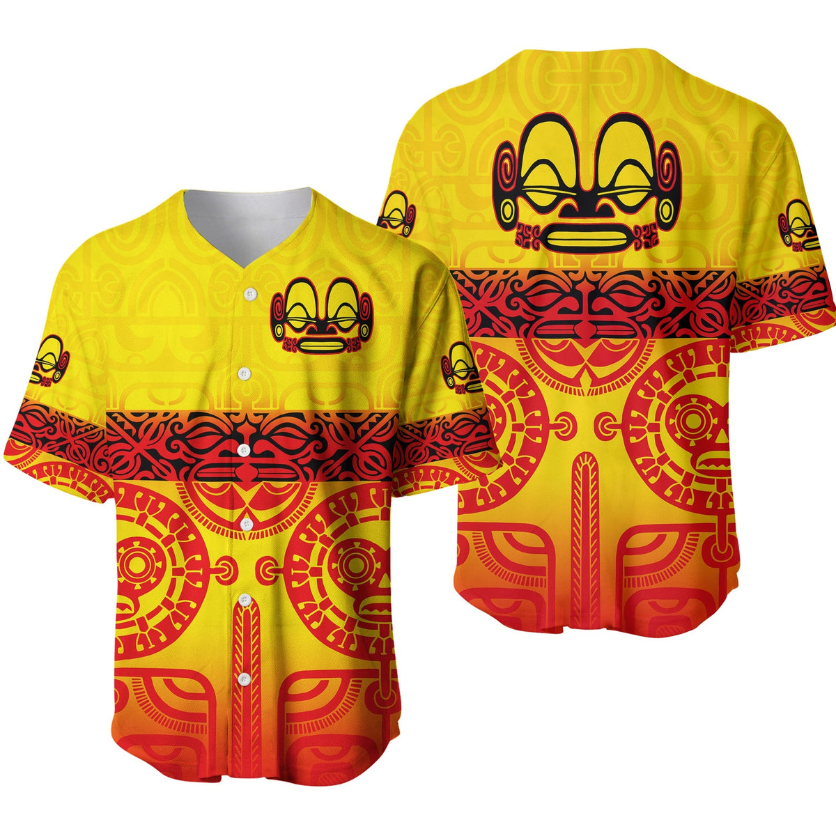 Marquesas Islands Baseball Jersey Marquesan Tattoo Special Style - Gradient Yellow LT8 - Wonder Print Shop