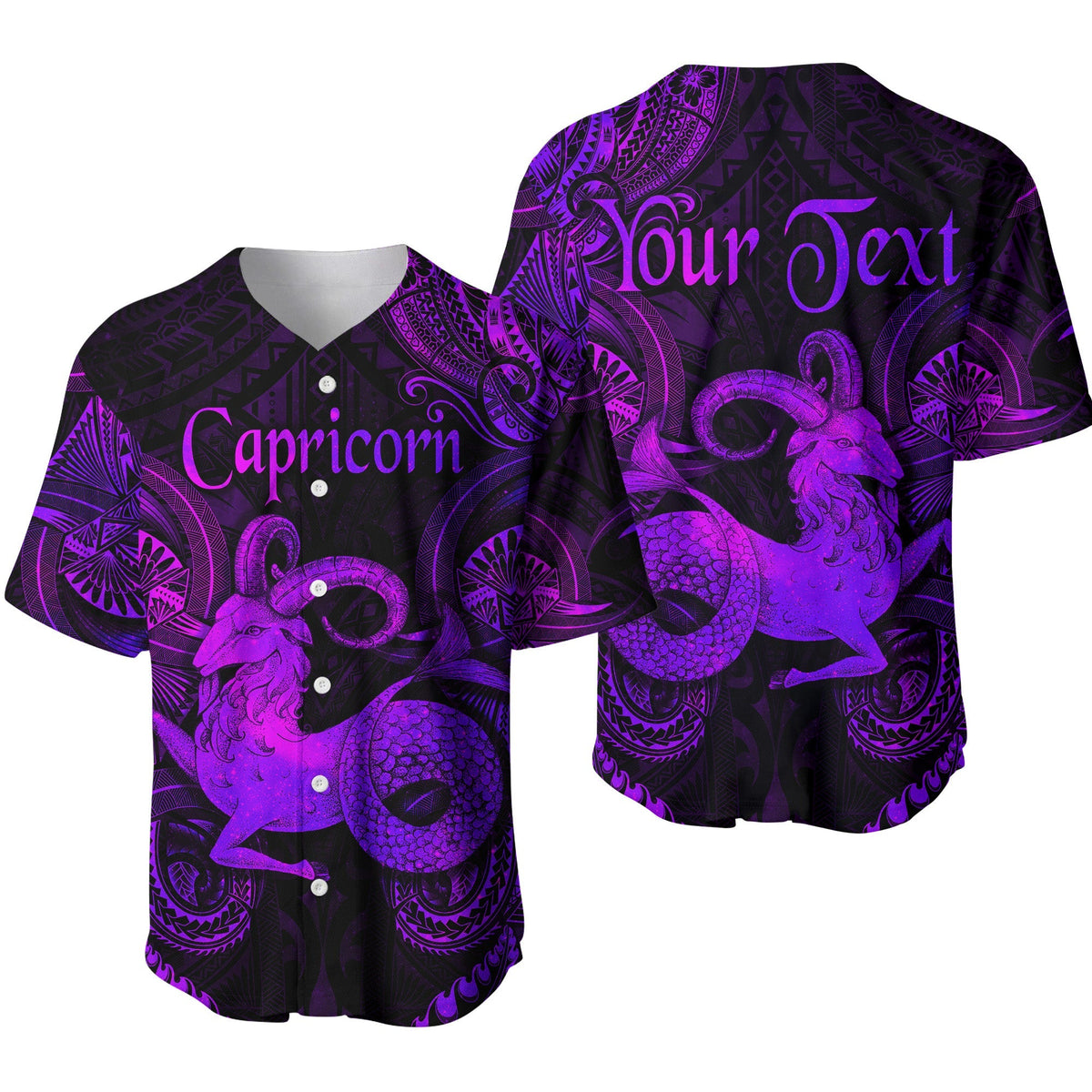 (Custom Personalised) Capricorn Zodiac Polynesian Baseball Jersey Unique Style - Purple LT8 - Wonder Print Shop