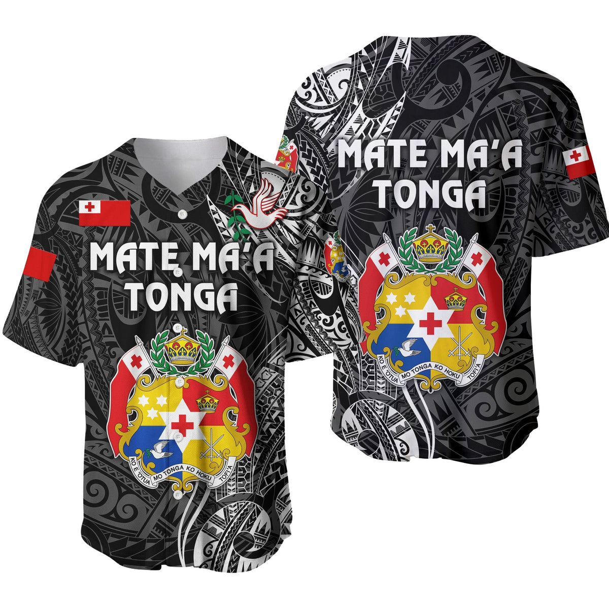 Tonga Coat Of Arms Baseball Jersey Simple Vibes Black LT8 - Wonder Print Shop