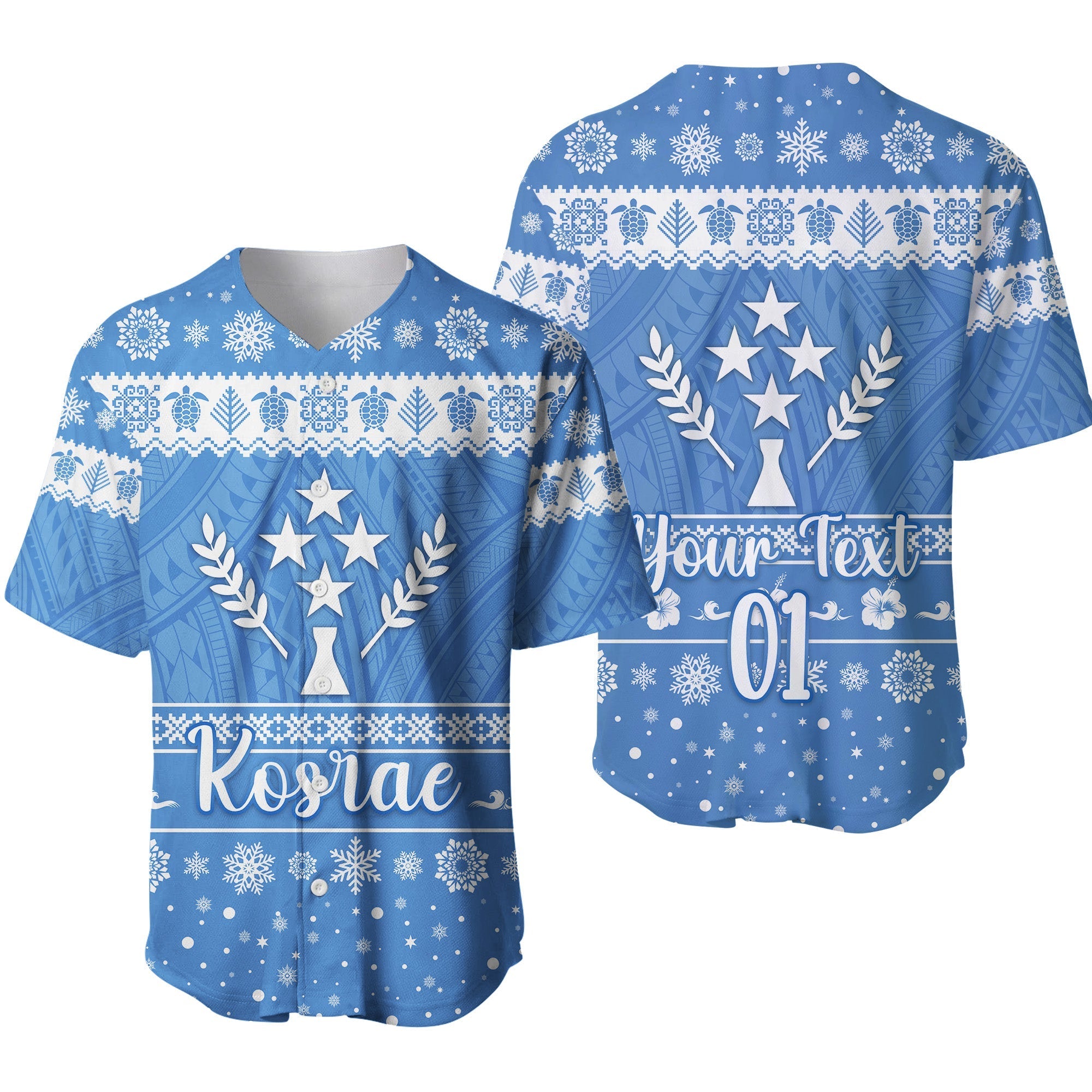 (Custom Personalised) FSM Kosrae Christmas Baseball Jersey Simple Style LT8 - Wonder Print Shop