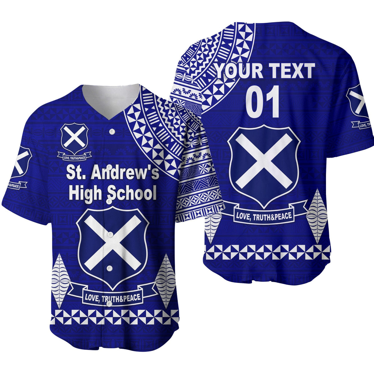 (Custom Personalised) St. Andrew's High School Baseball Jersey Simple Style LT8 - Wonder Print Shop
