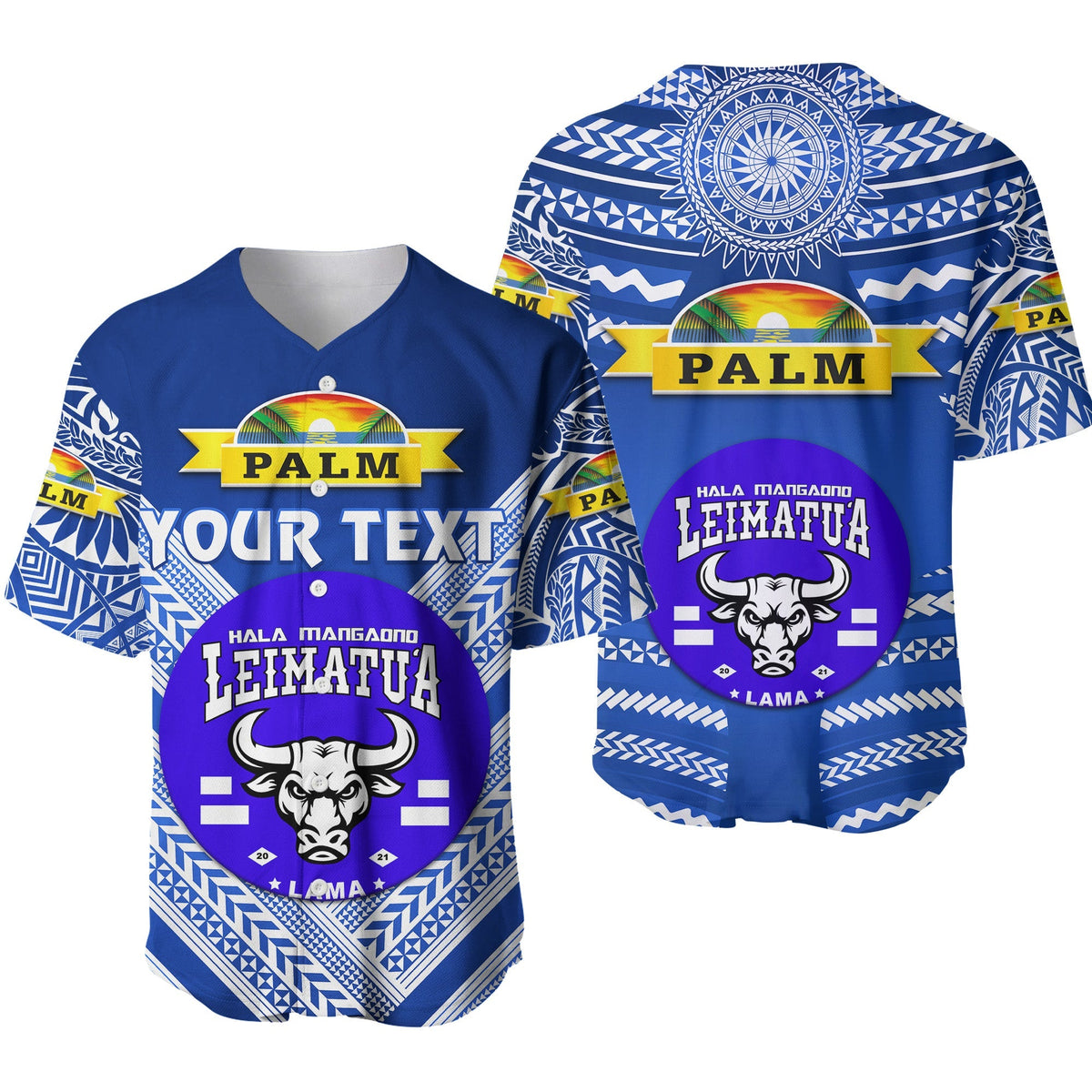 (Custom Personalised) Mate Ma'a Tonga Baseball Jersey Leimatu'a Bulls Creative Style - Blue NO.1 LT8 - Wonder Print Shop