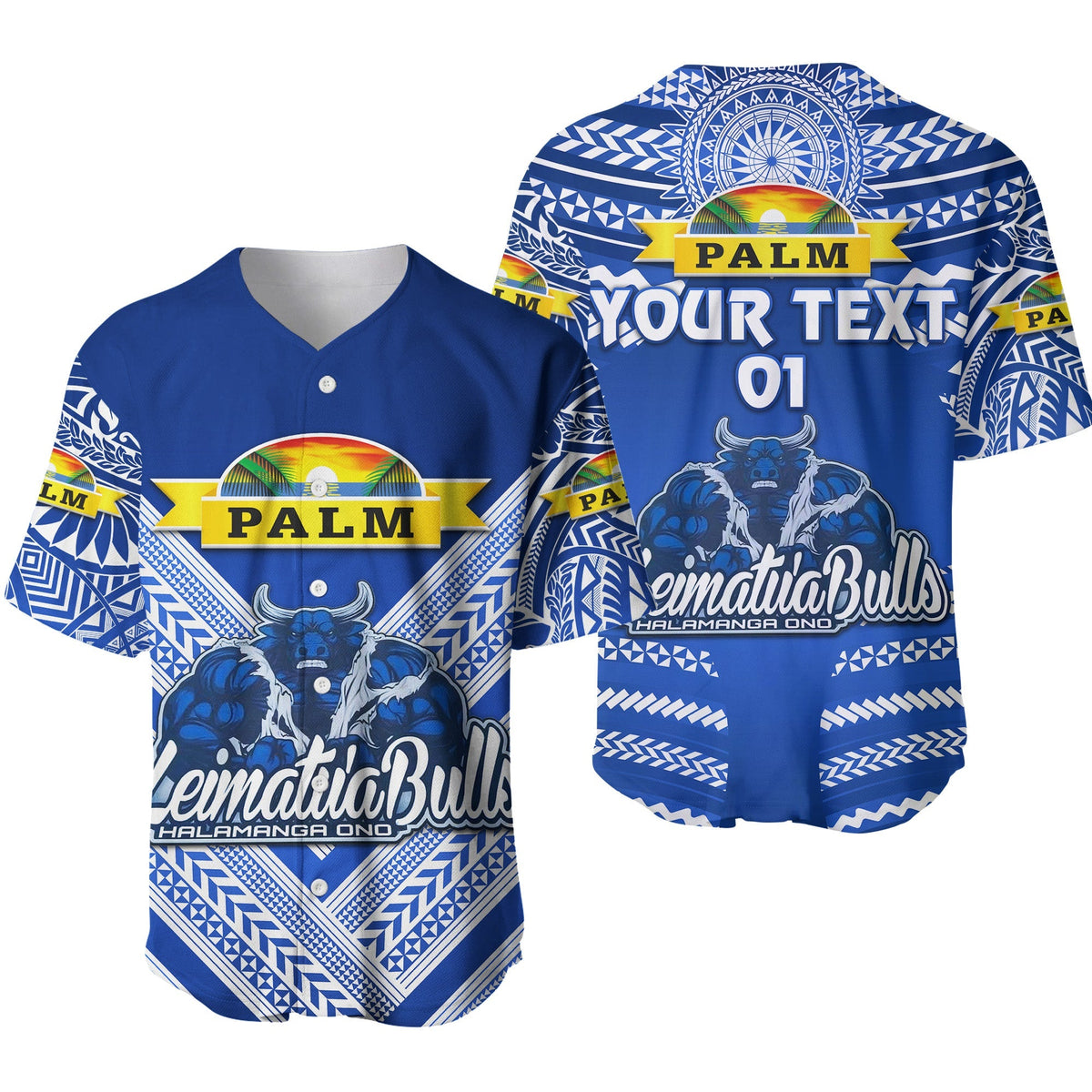 (Custom Personalised) Mate Ma'a Tonga Baseball Jersey Leimatu'a Bulls Creative Style - Blue, Custom Text And Number LT8 - Wonder Print Shop
