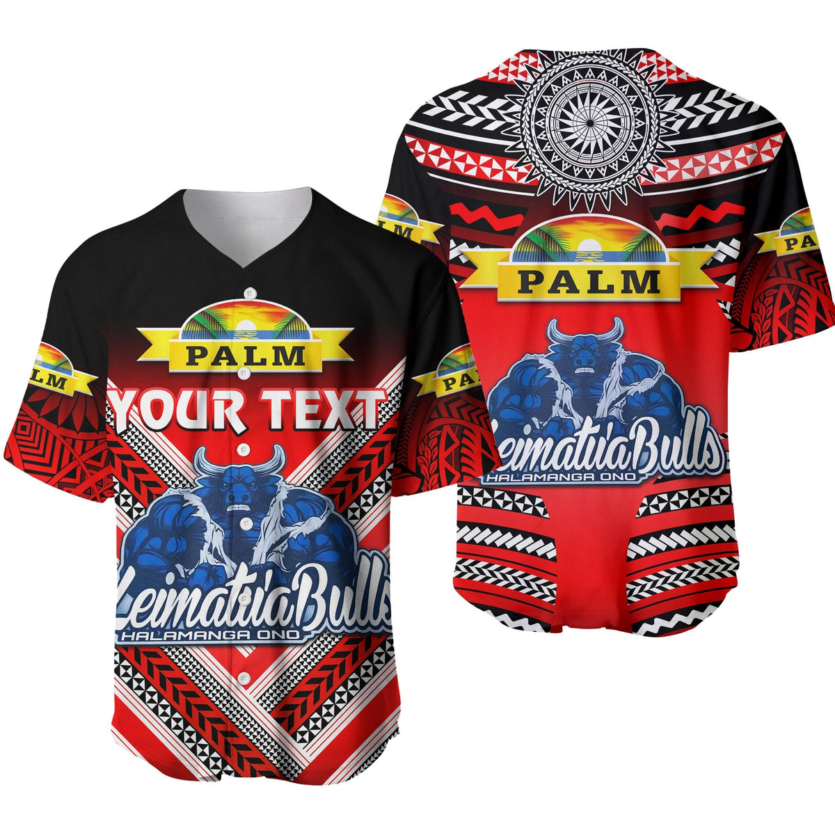 (Custom Personalised) Mate Ma'a Tonga Baseball Jersey Leimatu'a Bulls Creative Style - Red LT8 - Wonder Print Shop