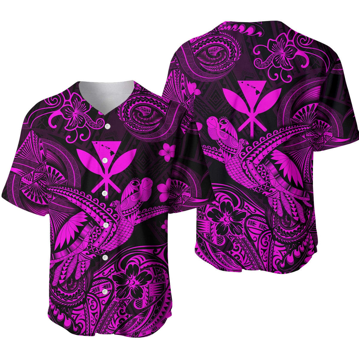 Hawaii Turtle Map Polynesian Baseball Jersey Kanaka Maoli Unique Style - Pink LT8 - Wonder Print Shop