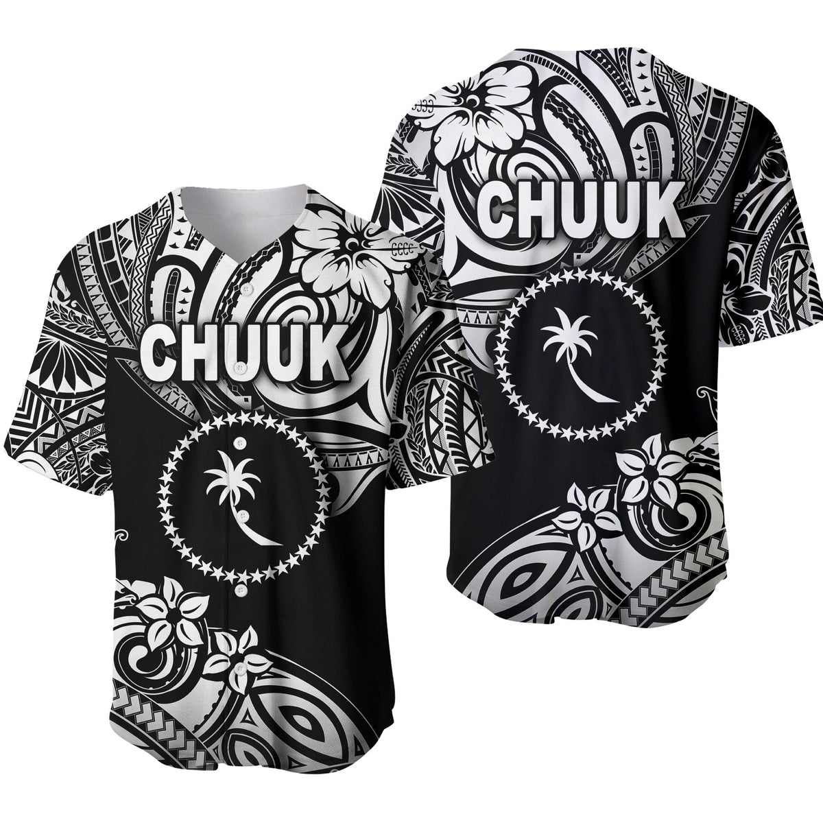 FSM Chuuk Baseball Jersey Unique Vibes - Black LT8 - Wonder Print Shop