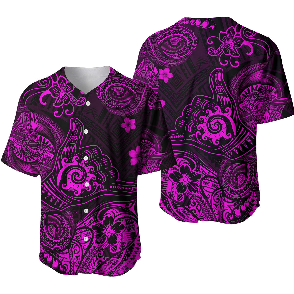 Hawaii Shaka Polynesian Baseball Jersey Unique Style - Pink LT8 - Wonder Print Shop