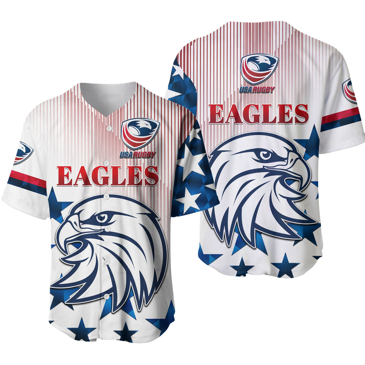 USA Rugby Baseball Jersey Original Vibes White LT8 - Wonder Print Shop
