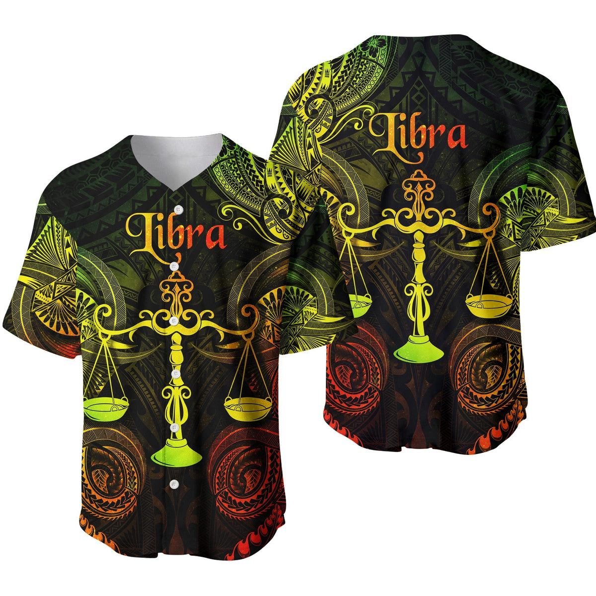 Libra Zodiac Polynesian Baseball Jersey Unique Style - Reggae LT8 - Wonder Print Shop