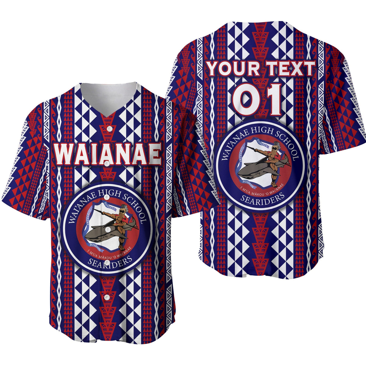 (Custom Personalised) Hawaii Waianae High School Baseball Jersey Seariders Simple Style LT8 - Wonder Print Shop