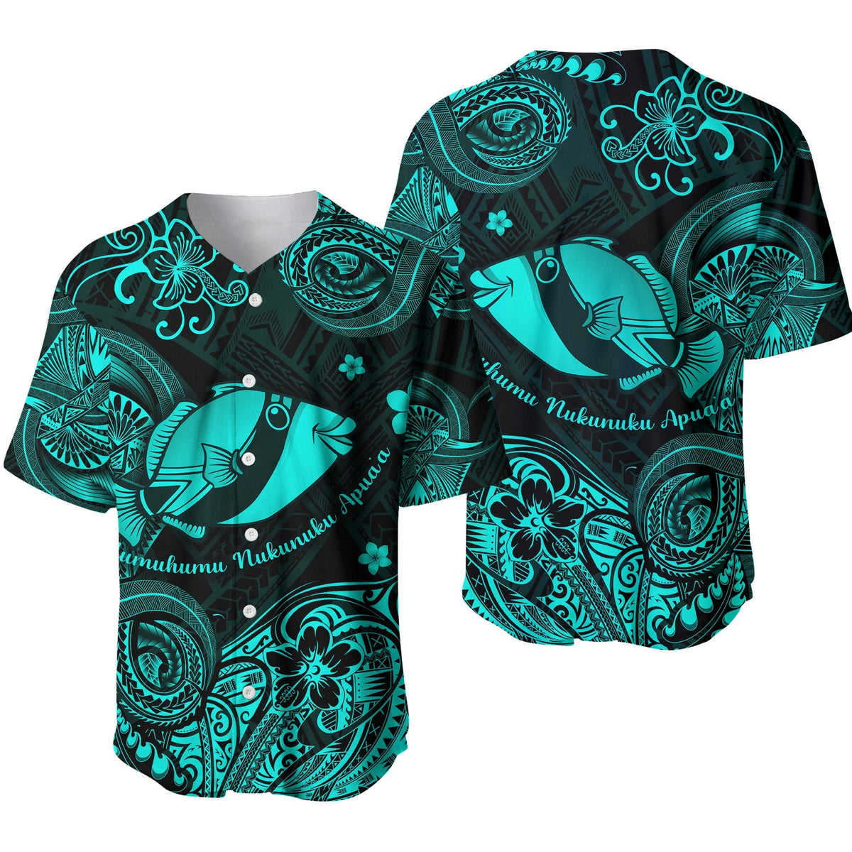 Hawaii State Fish: Humuhumu Nukunuku Apua'a Polynesian Baseball Jersey Unique Style - Turquoise LT8 - Wonder Print Shop