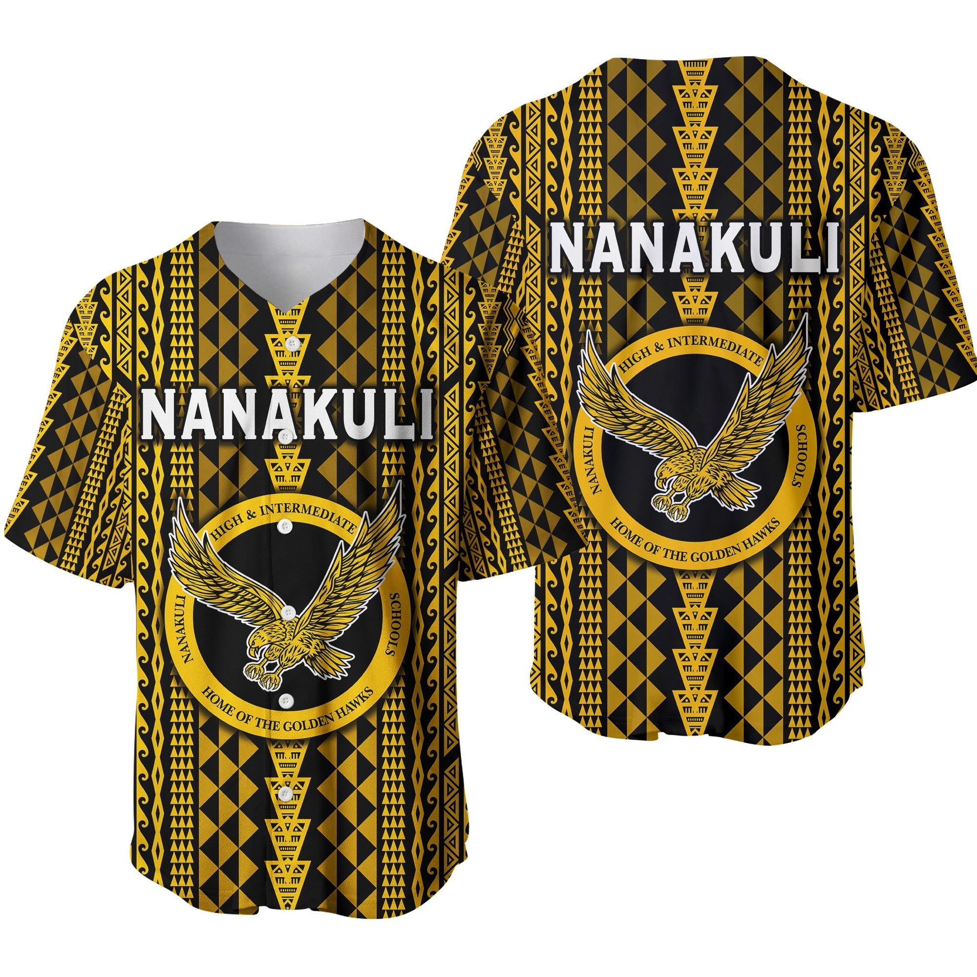 Hawaii Nanakuli School Baseball Jersey Golden Hawks Simple Style LT8 - Wonder Print Shop