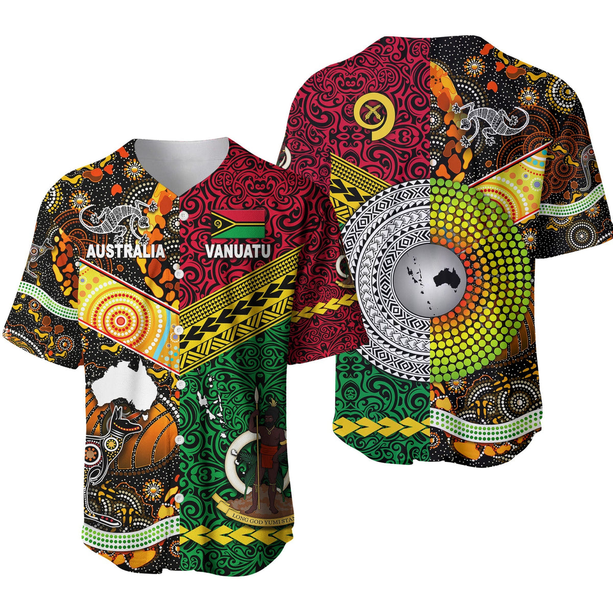Vanuatu and Australia Baseball Jersey Together LT8 - Wonder Print Shop