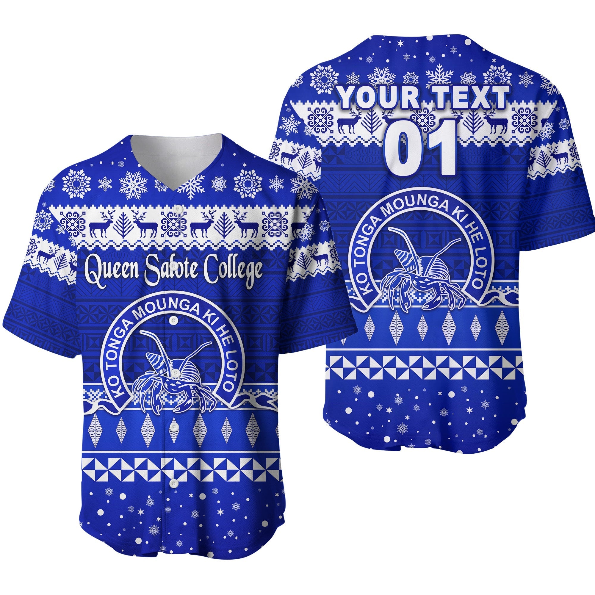 (Custom Personalised) Queen Salote College Christmas Baseball Jersey Simple Style LT8 - Wonder Print Shop