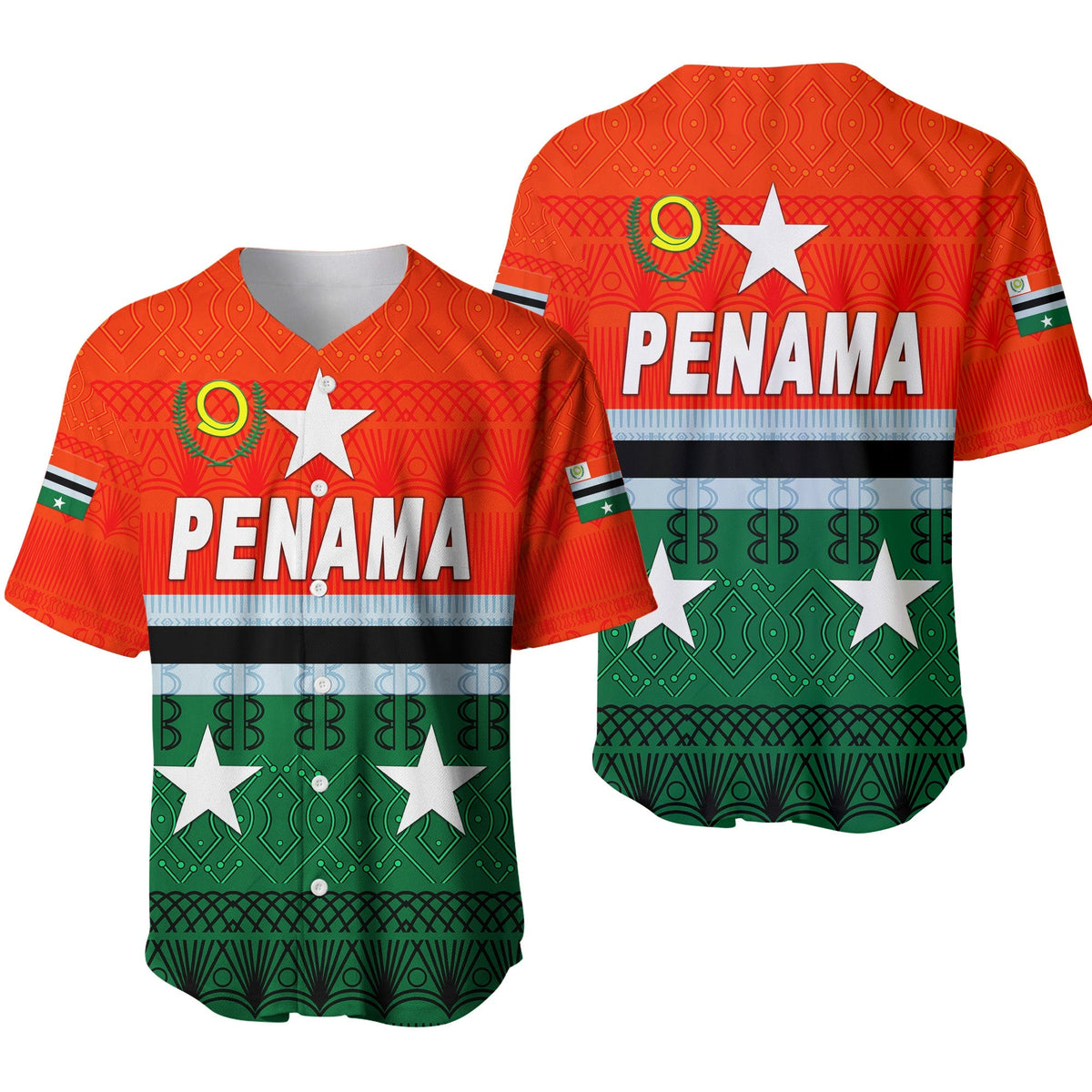 Penama Province Baseball Jersey Vanuatu Pattern Traditional Style LT8 - Wonder Print Shop