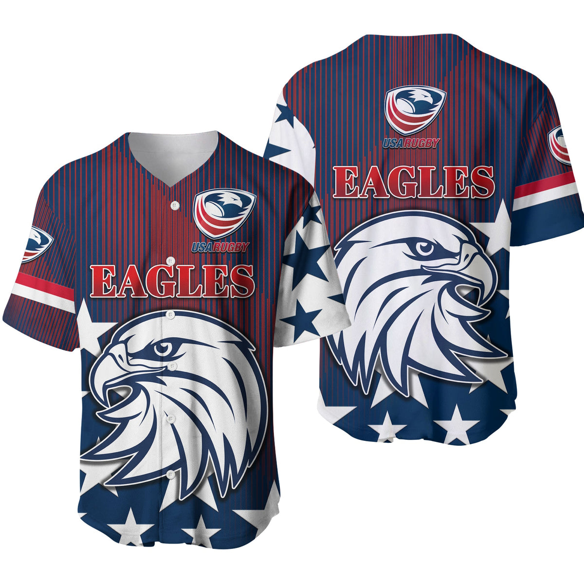 USA Rugby Baseball Jersey Original Vibes Blue LT8 - Wonder Print Shop