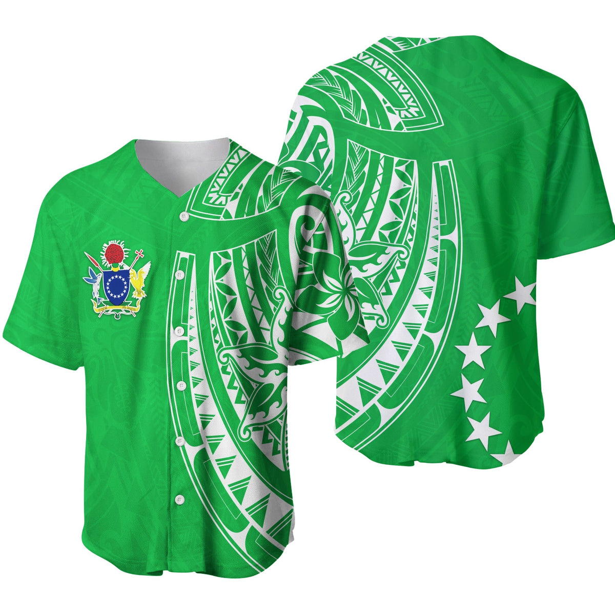 Cook Islands Baseball Jersey Polynesian Flowers Version White LT13 - Wonder Print Shop