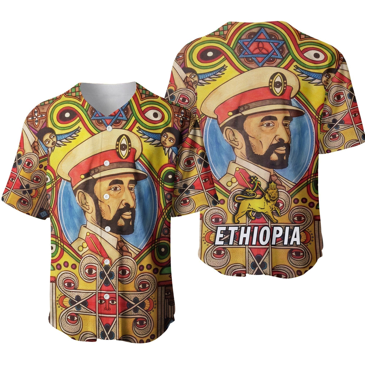 Ethiopia Baseball Jersey Haile Selassie I LT13 - Wonder Print Shop