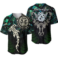 Aotearoa Paua Shell Baseball Jersey Maori Manaia and Fish LT13 - Wonder Print Shop
