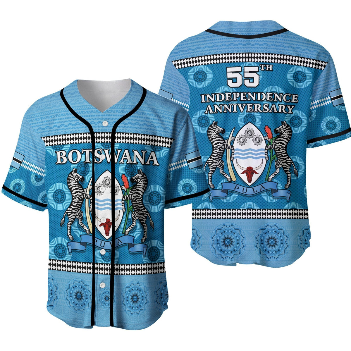 Botswana Independence Anniversary Baseball Jersey Flag and Pattern LT13 - Wonder Print Shop