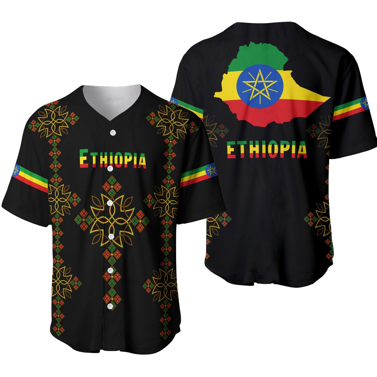 Ethiopia Baseball Jersey Version Map LT13 - Wonder Print Shop