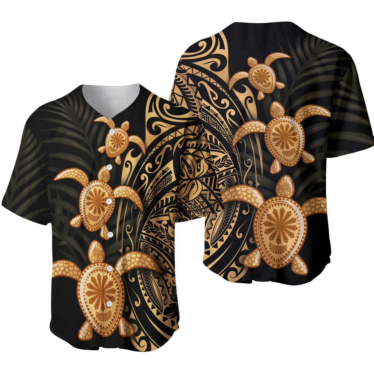 Polynesian Turtle Baseball Jersey Honu Family Gold LT4 - Wonder Print Shop