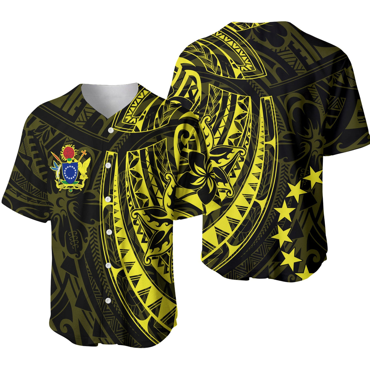 Cook Islands Baseball Jersey Polynesian Flowers LT13 - Wonder Print Shop