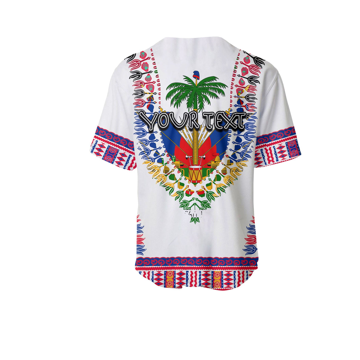 (Custom Personalised) Haiti Baseball Jersey Dashiki Mix Coat Of Arms White Style LT6 - Wonder Print Shop