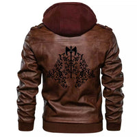 Viking Clothing Viking Battle Axe and Rose Flowers Zipper Leather Jacket RLT12 - Wonder Print Shop