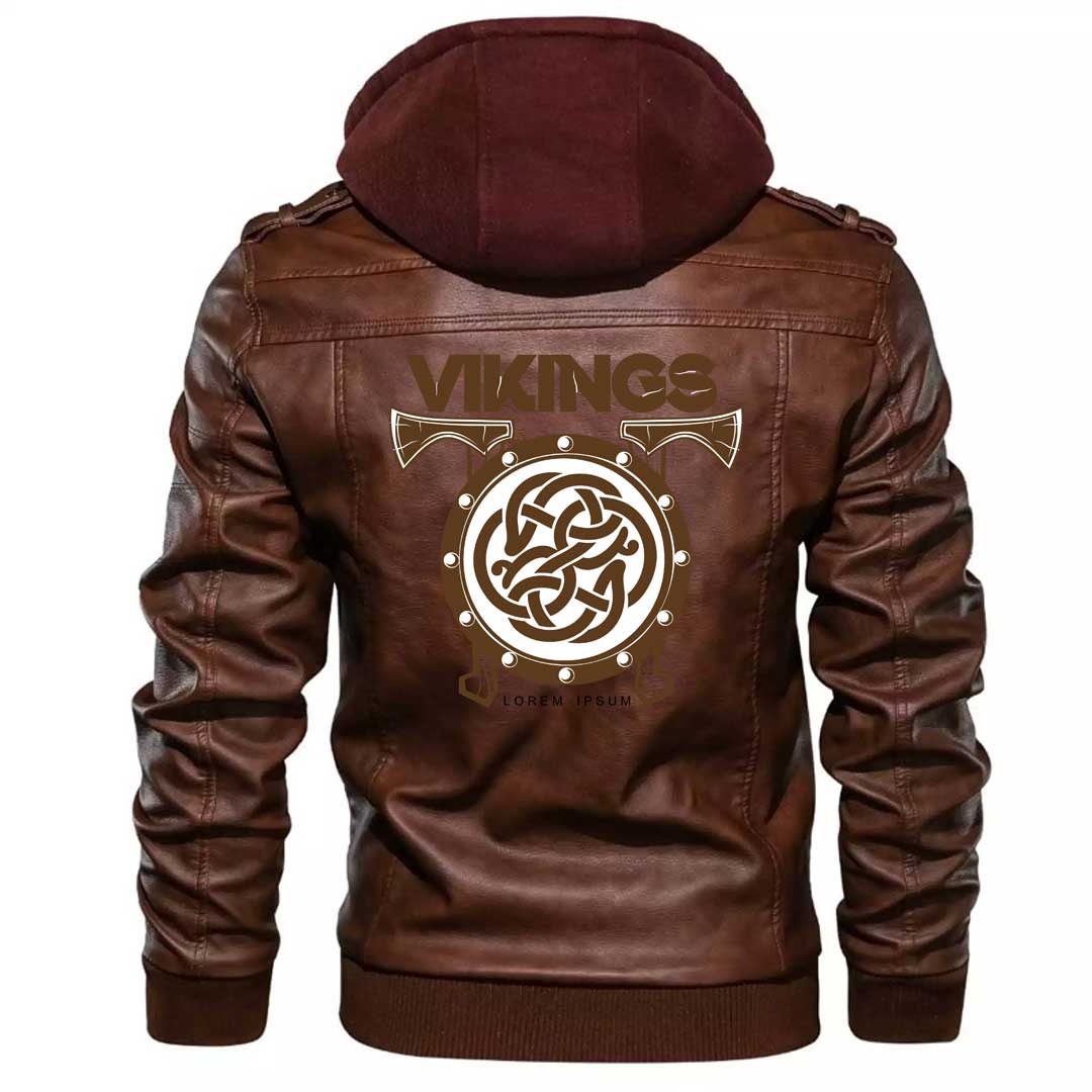 Viking Clothing Viking Battle Shield With Axes Zipper Leather Jacket RLT12 - Wonder Print Shop